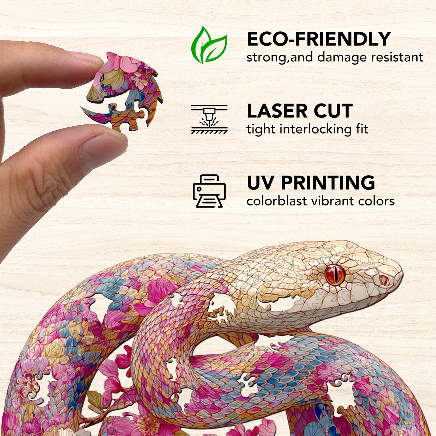 Cherry Blossom Snake Wooden Jigsaw Puzzle