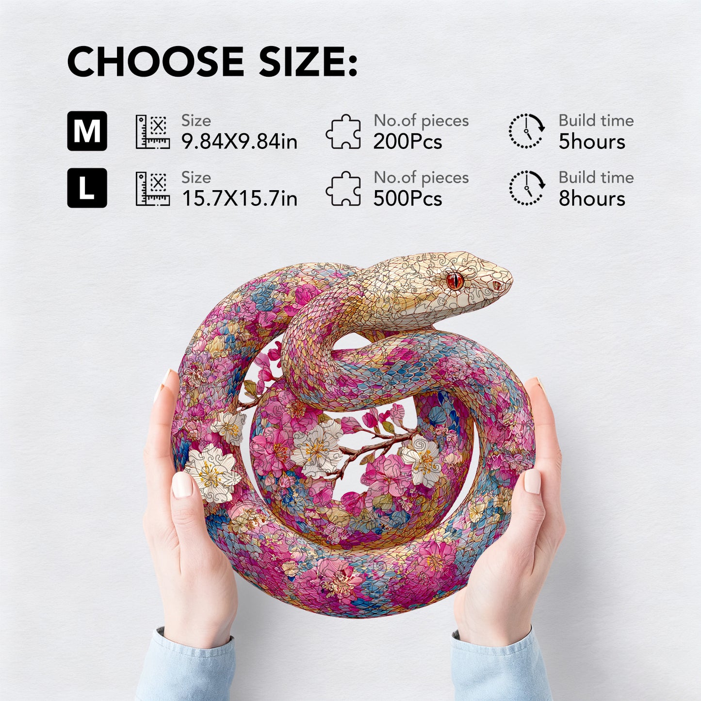 Cherry Blossom Snake Wooden Jigsaw Puzzle