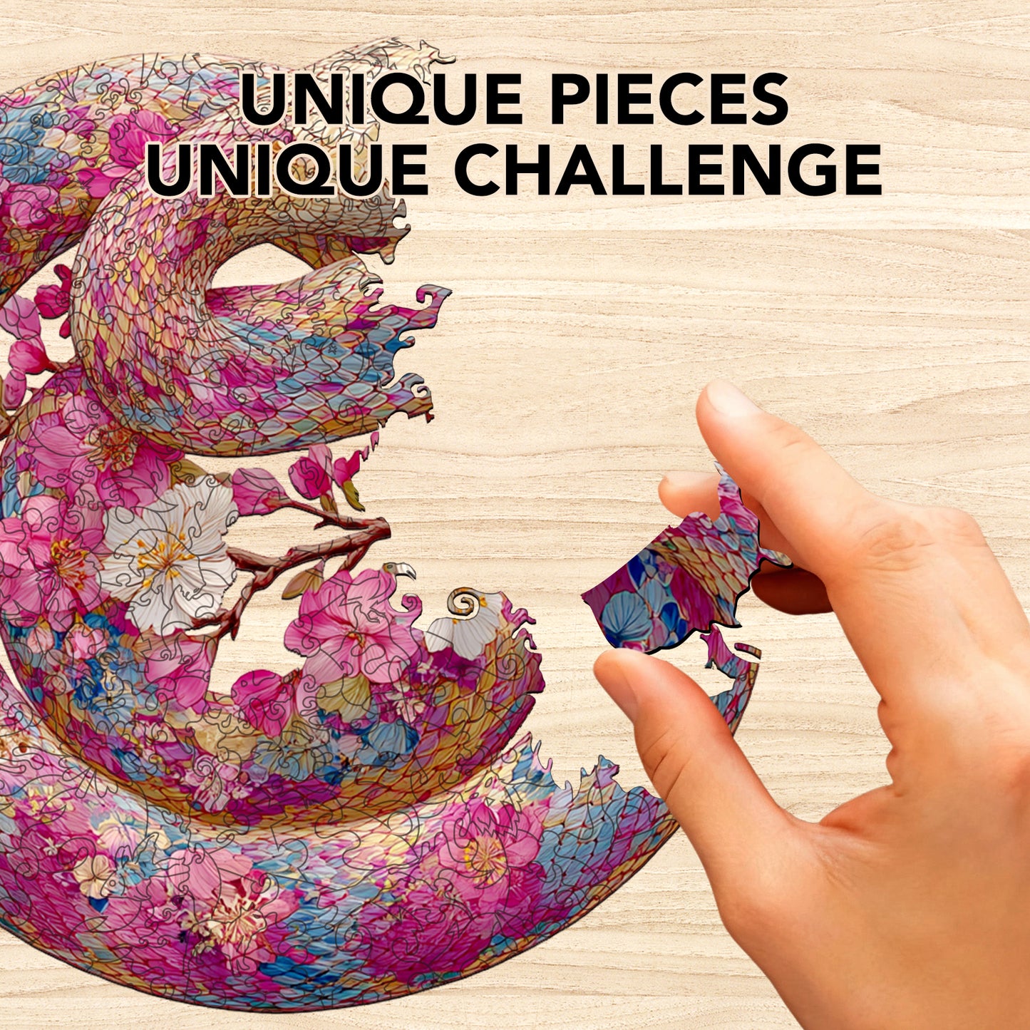 Cherry Blossom Snake Wooden Jigsaw Puzzle
