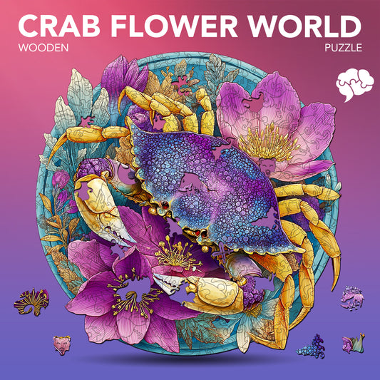 Crab Flower World Wooden Jigsaw Puzzle