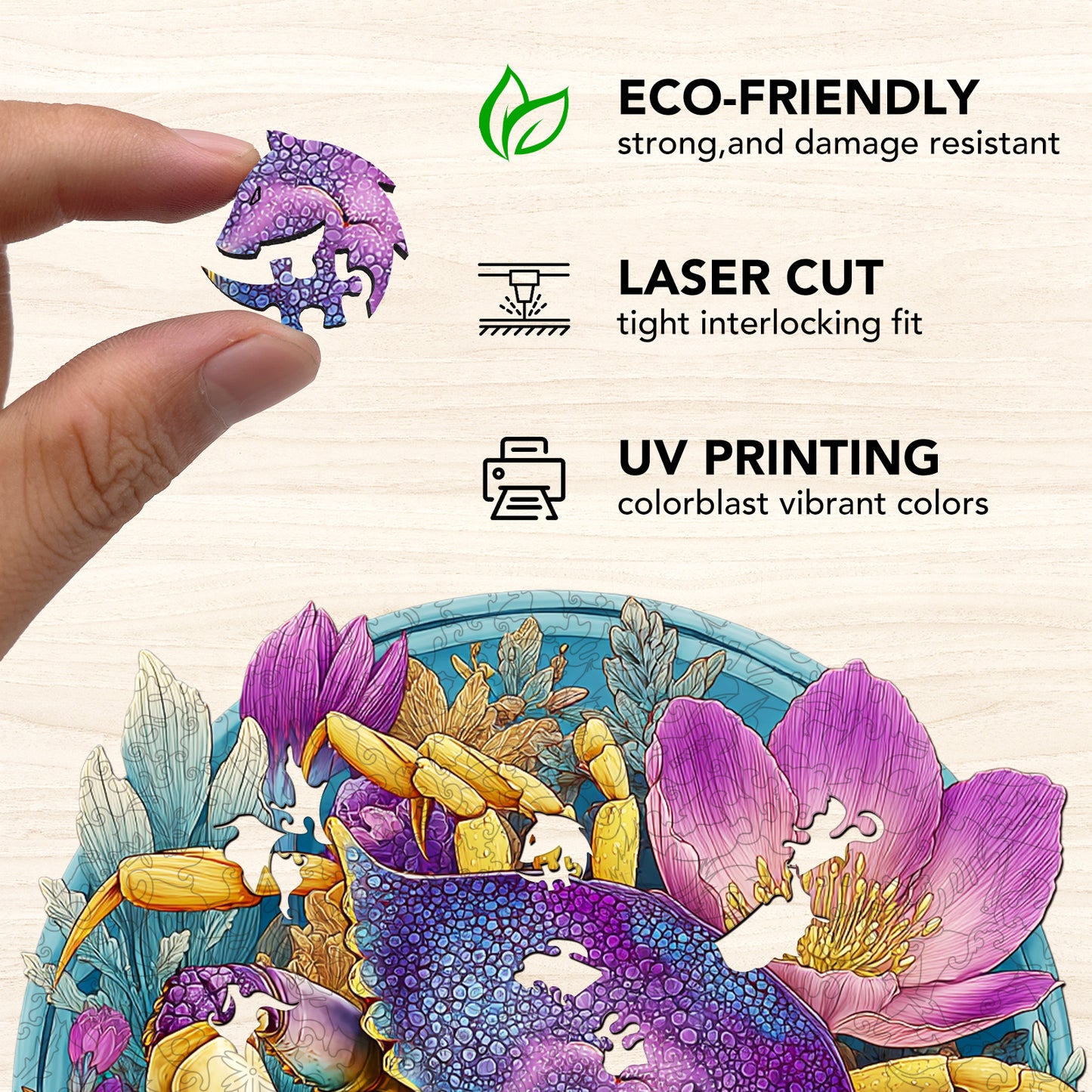 Crab Flower World Wooden Jigsaw Puzzle