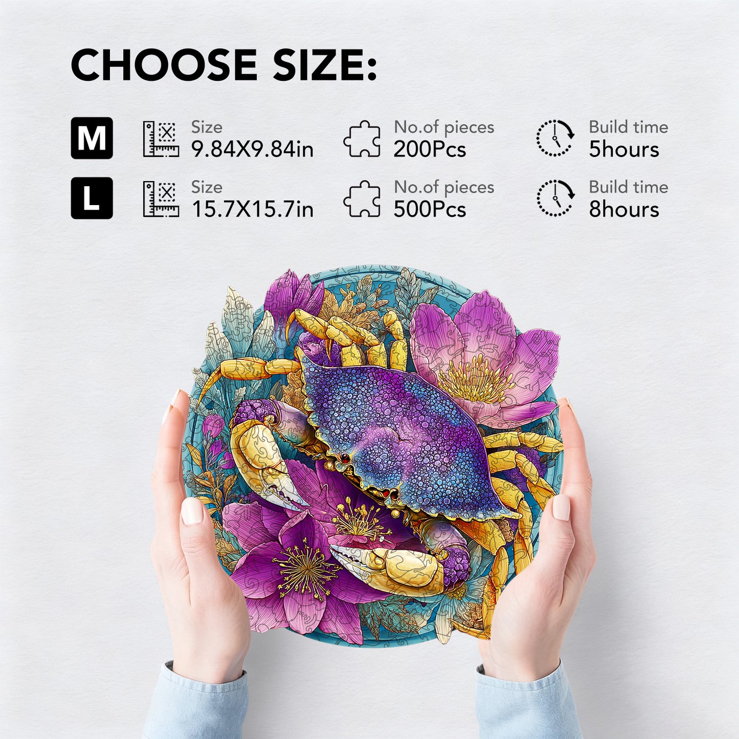 Crab Flower World Wooden Jigsaw Puzzle