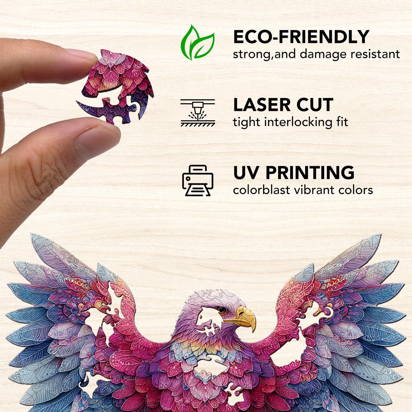 Eagle-Wing Speckles Wooden Jigsaw Puzzle