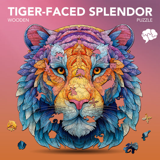 Tiger-Faced Splendor Wooden Jigsaw Puzzle