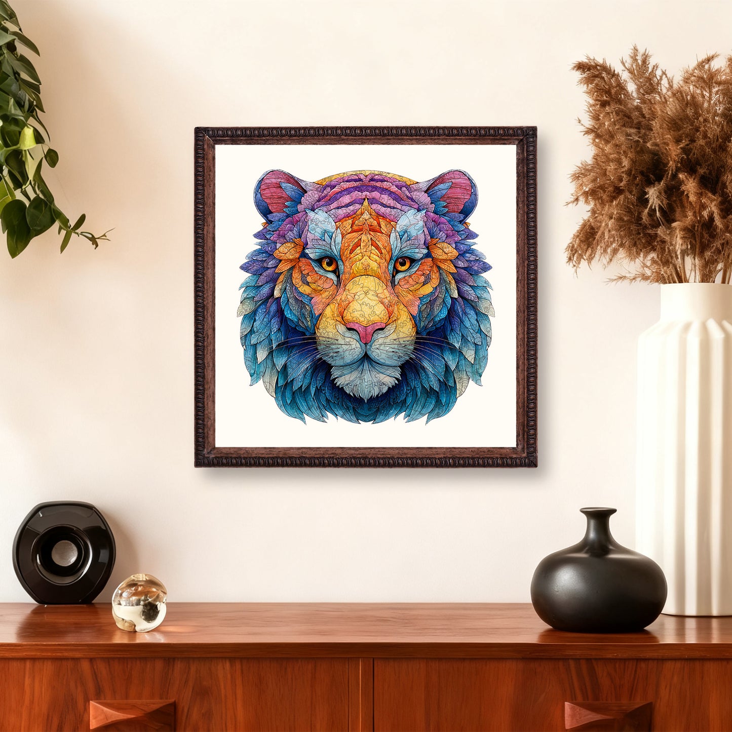 Tiger-Faced Splendor Wooden Jigsaw Puzzle