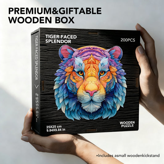 Tiger-Faced Splendor Wooden Jigsaw Puzzle