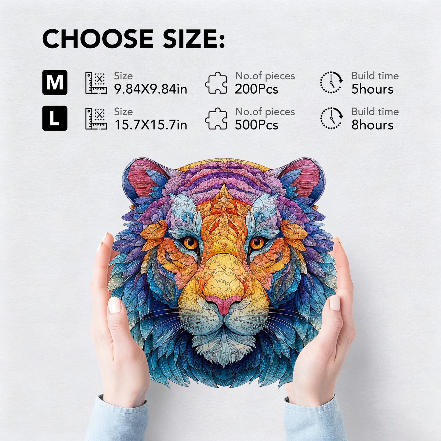 Tiger-Faced Splendor Wooden Jigsaw Puzzle