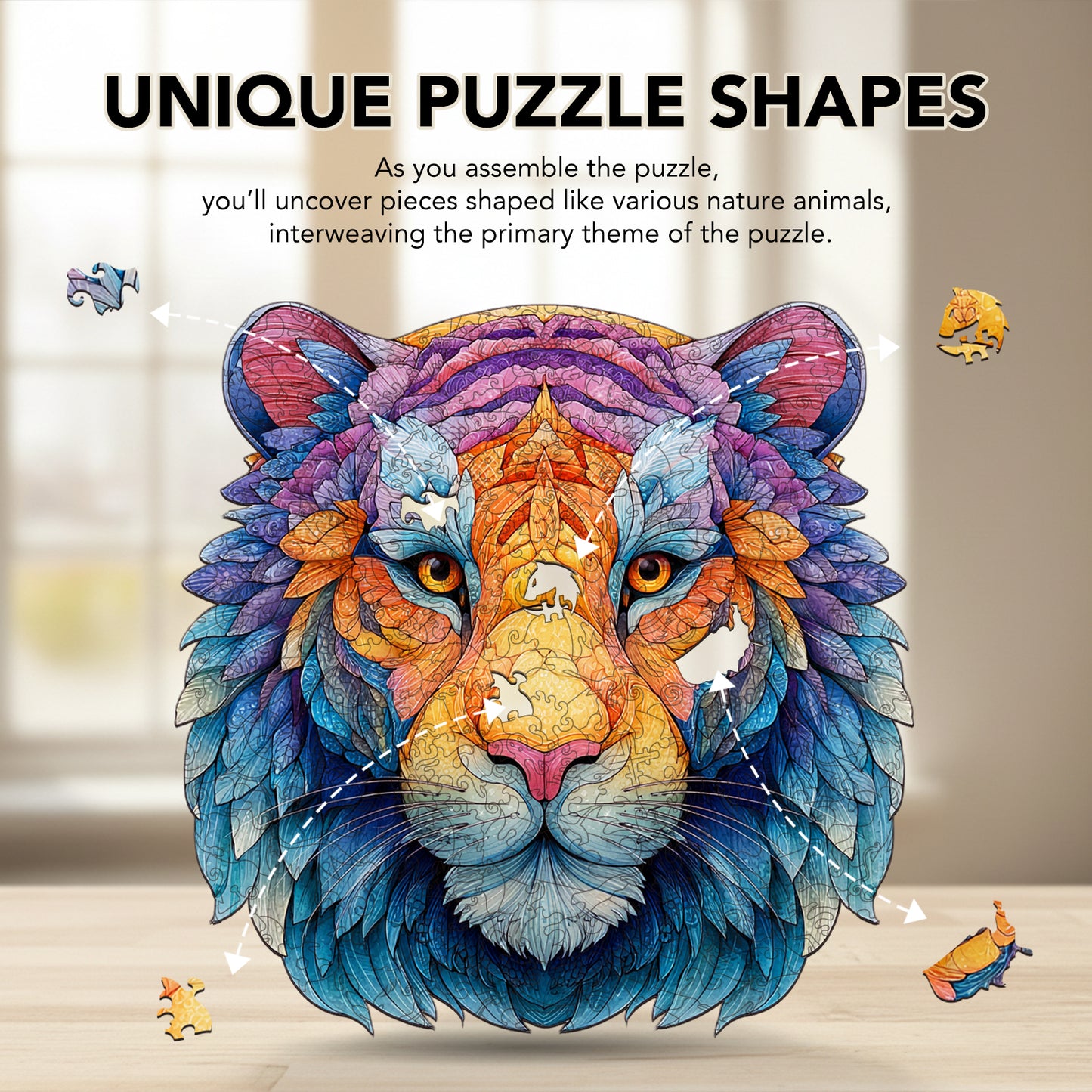 Tiger-Faced Splendor Wooden Jigsaw Puzzle