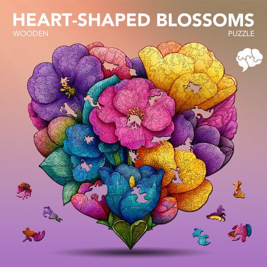 Eart-Shaped blossoms Wooden Jigsaw Puzzle