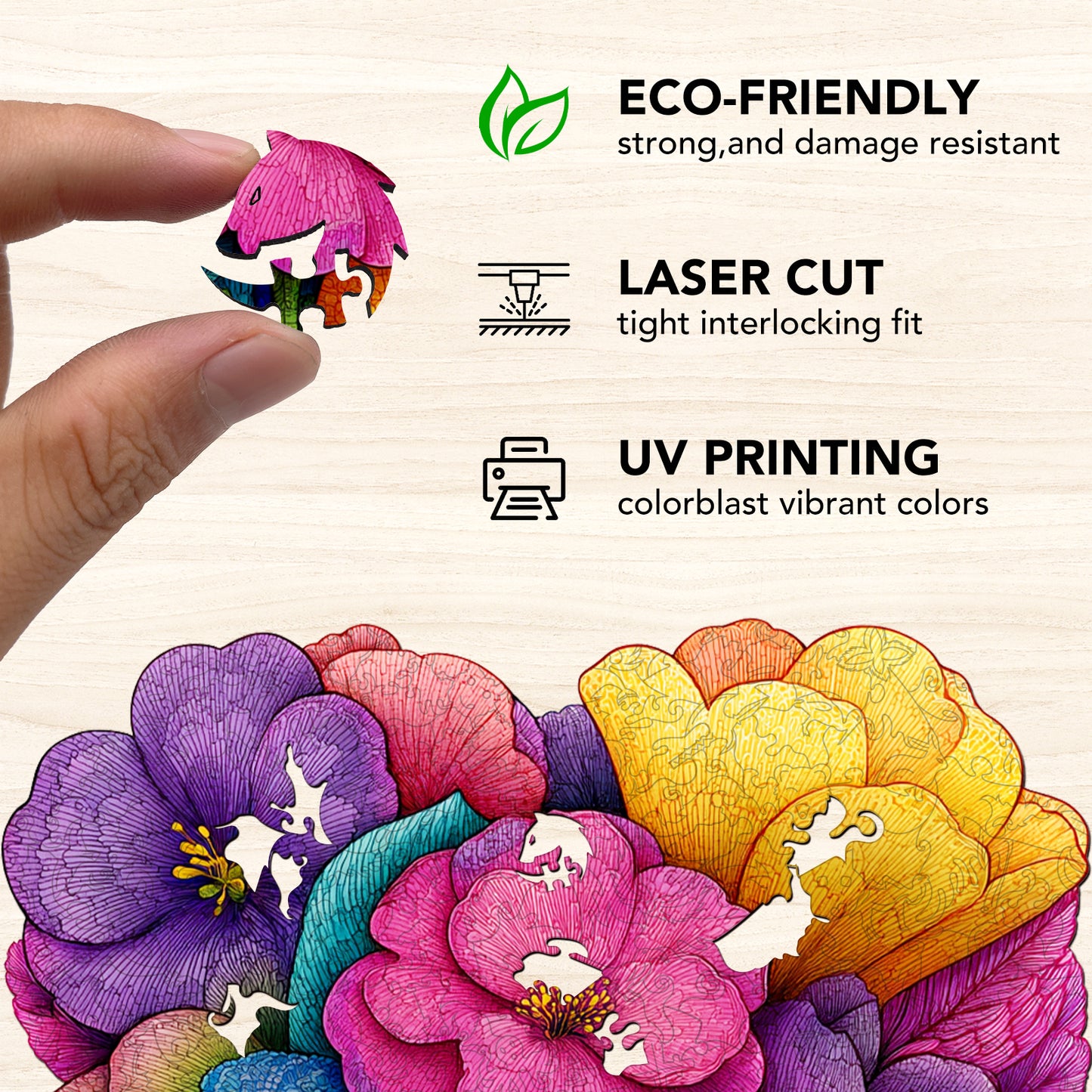 Eart-Shaped blossoms Wooden Jigsaw Puzzle