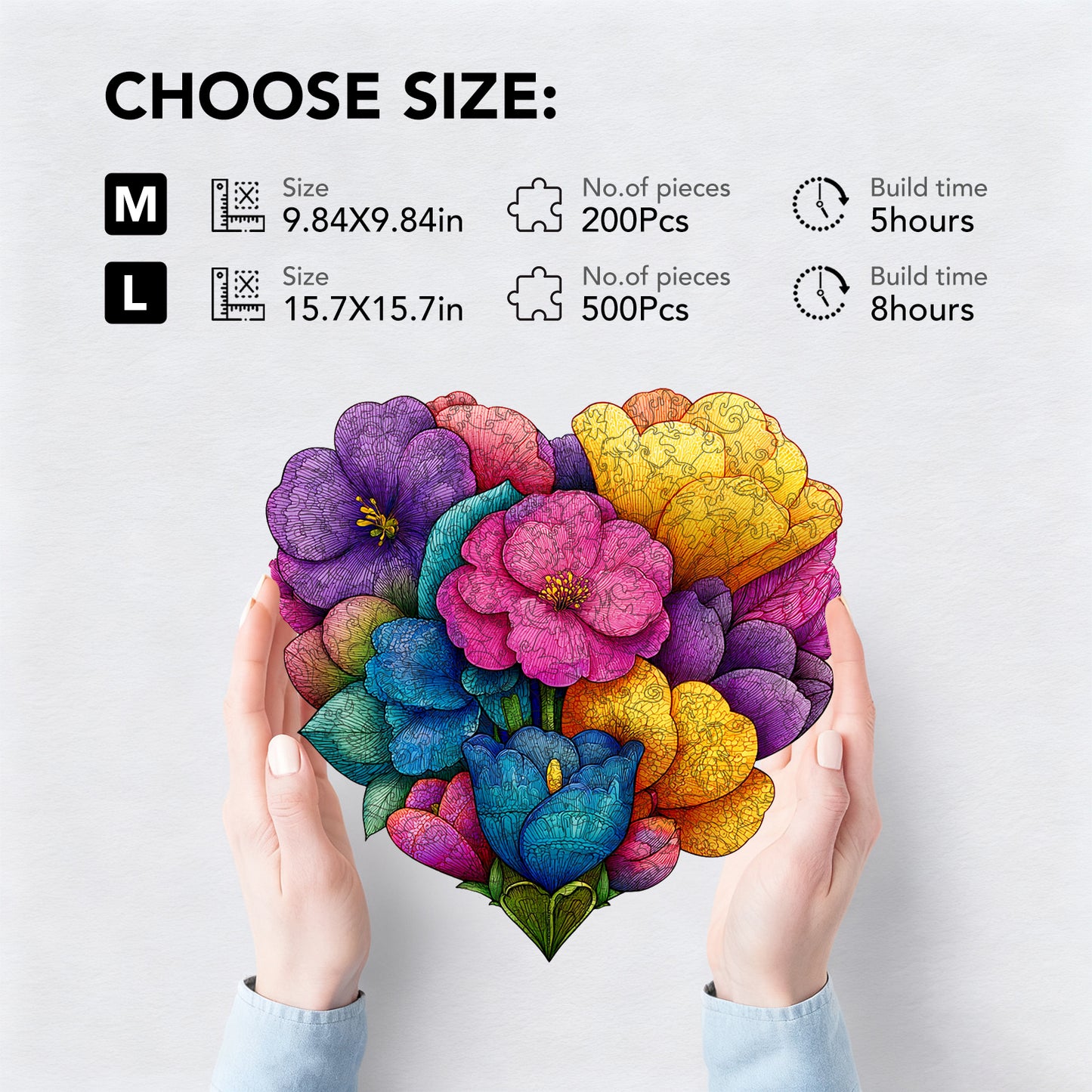 Eart-Shaped blossoms Wooden Jigsaw Puzzle