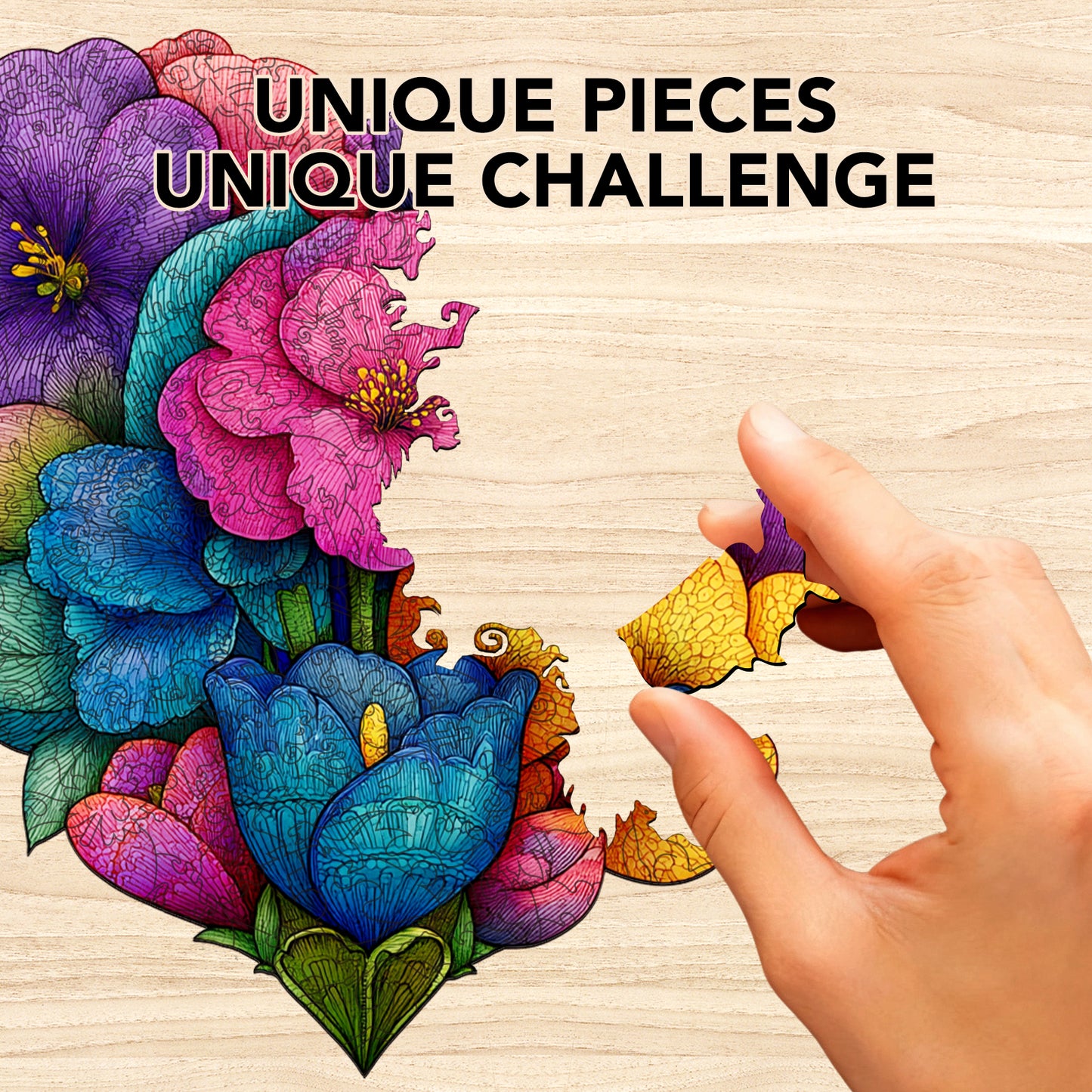 Eart-Shaped blossoms Wooden Jigsaw Puzzle