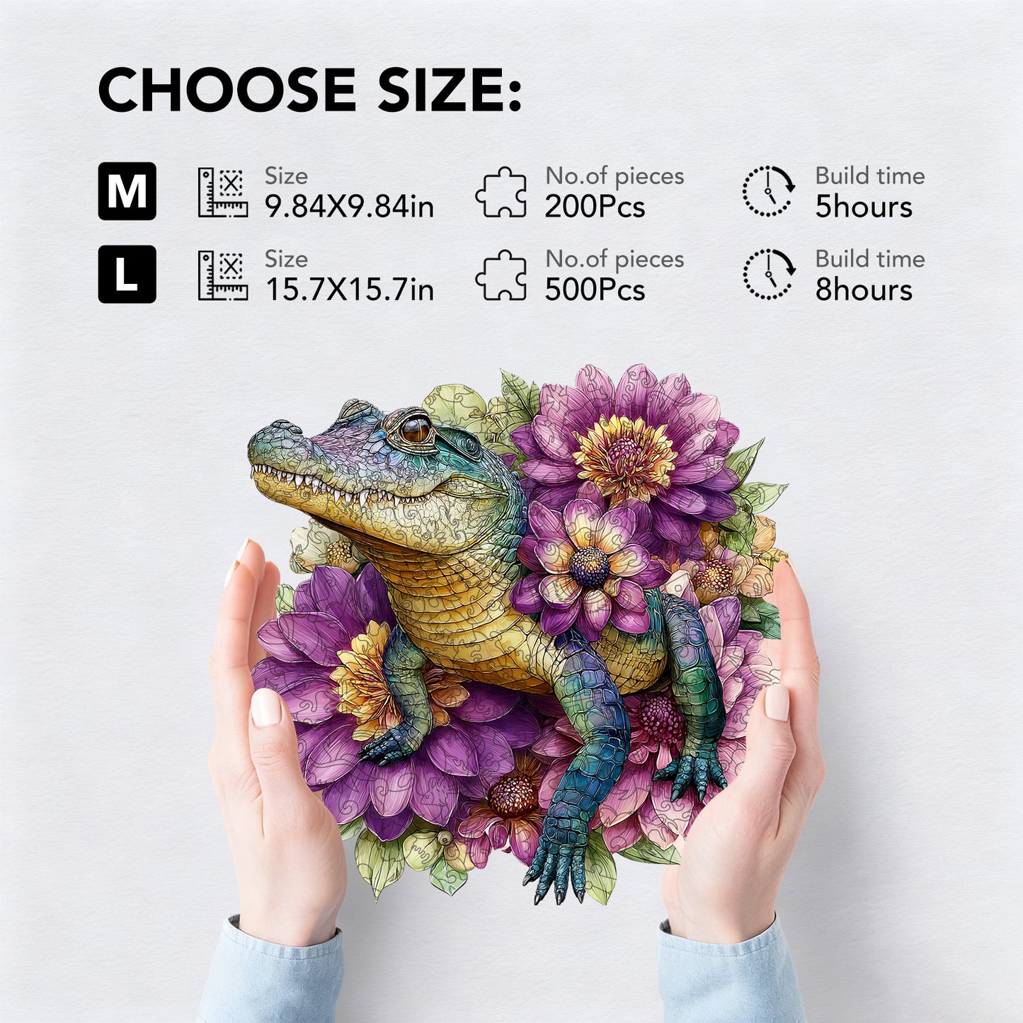 Crocodile Floral Wooden Jigsaw Puzzle